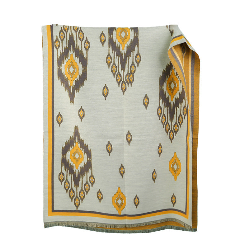 Atlas-Print Faux-Cashmere Shawl