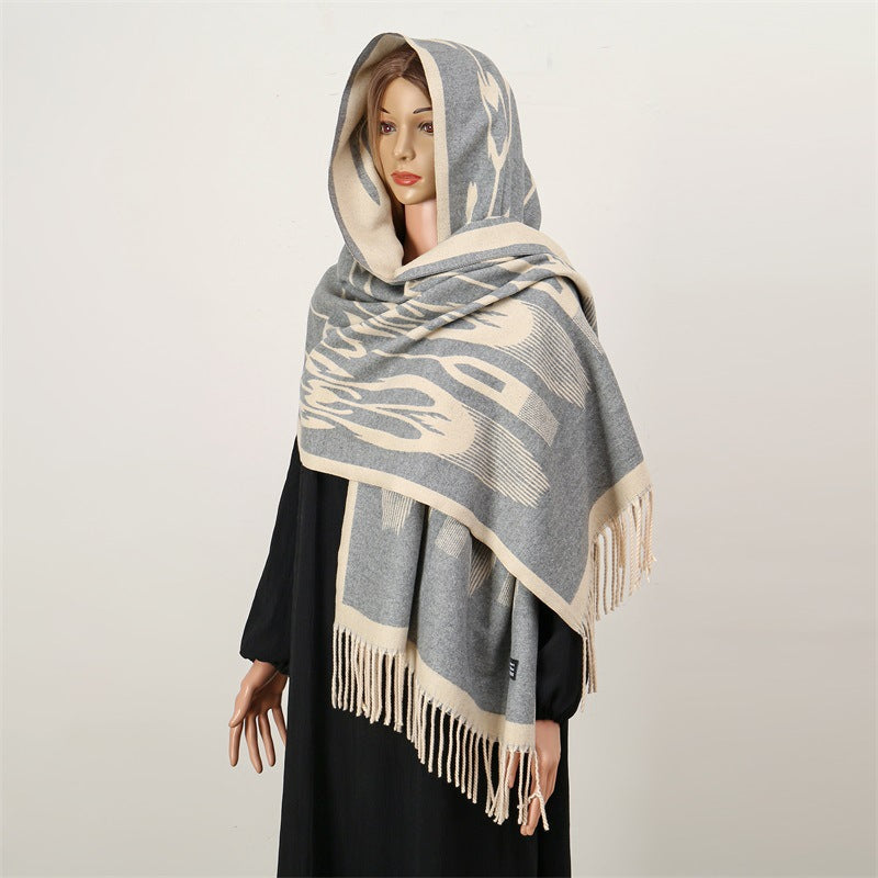 Winter thick anti cold imitation cashmere Adelais element shawl scarf