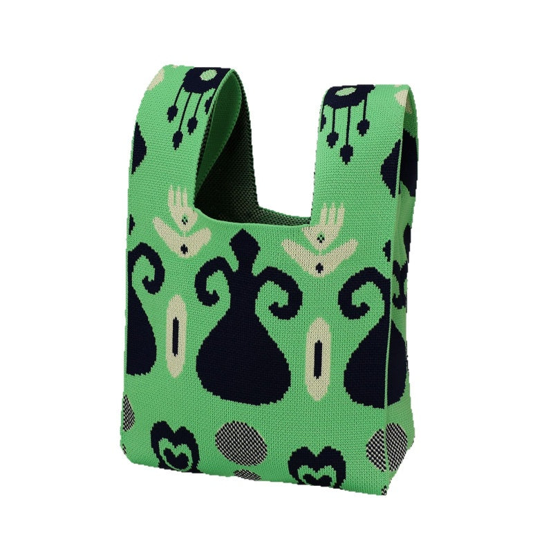 Edreis-patterned knitted handbag