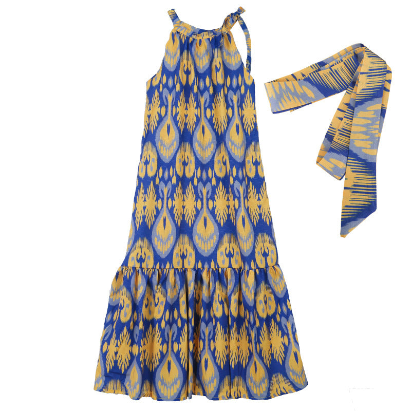 Vintage artistic camisole Adelis dress fishtail skirt