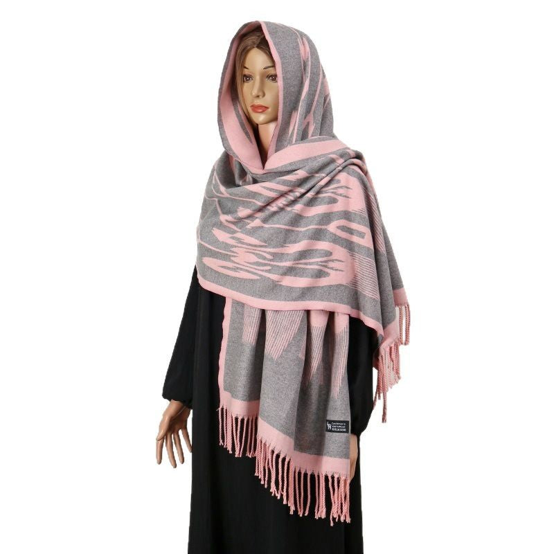 Winter thick anti cold imitation cashmere Adelais element shawl scarf