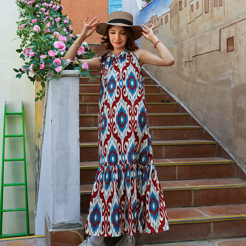 Vintage artistic camisole Adelis dress fishtail skirt