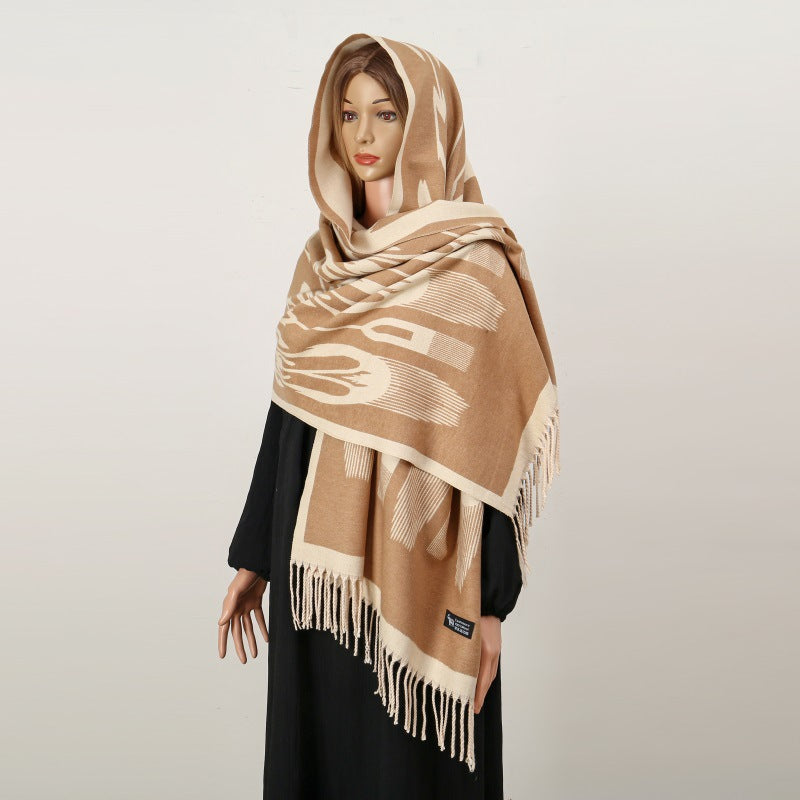 Winter thick anti cold imitation cashmere Adelais element shawl scarf