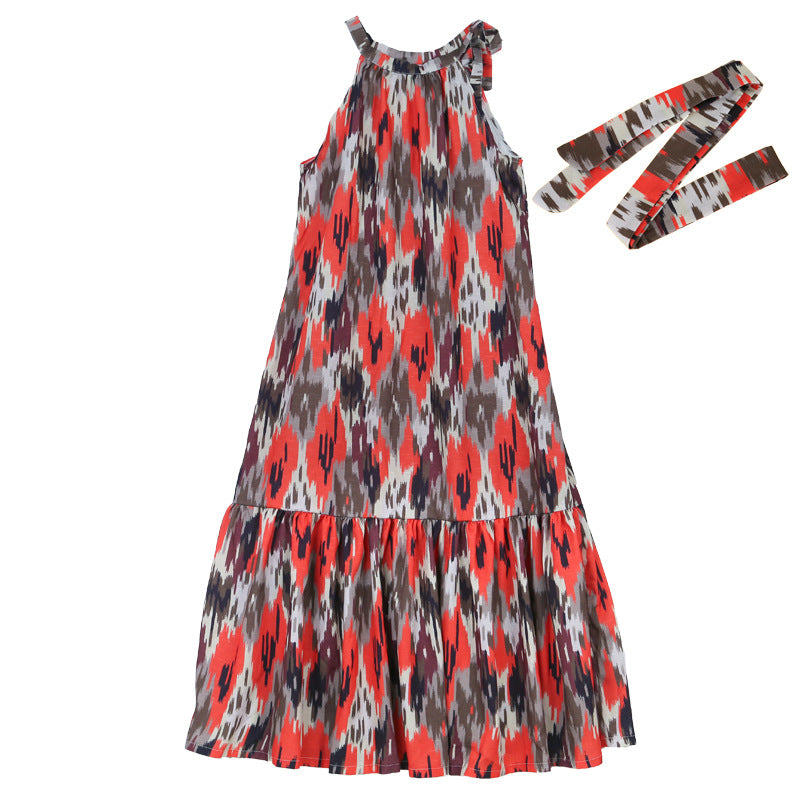 Vintage artistic camisole Adelis dress fishtail skirt