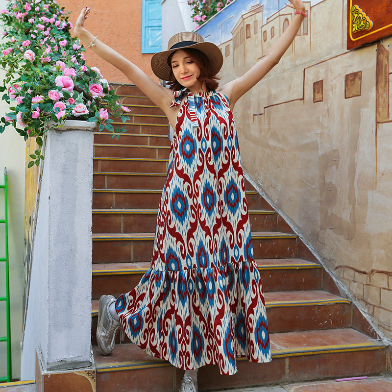 Vintage artistic camisole Adelis dress fishtail skirt