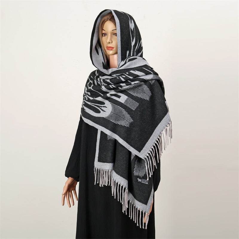 Winter thick anti cold imitation cashmere Adelais element shawl scarf