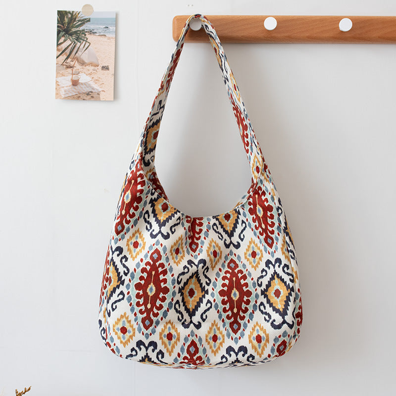 Versatile women's Adelais patterned single shoulder cloth bag