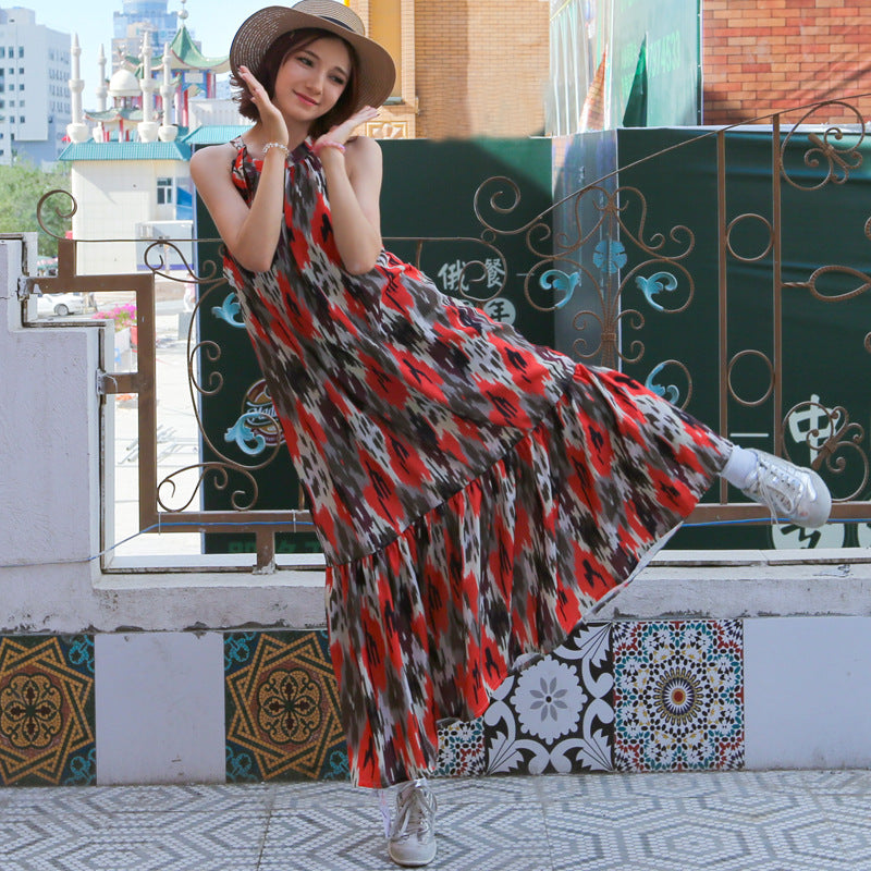 Vintage artistic camisole Adelis dress fishtail skirt
