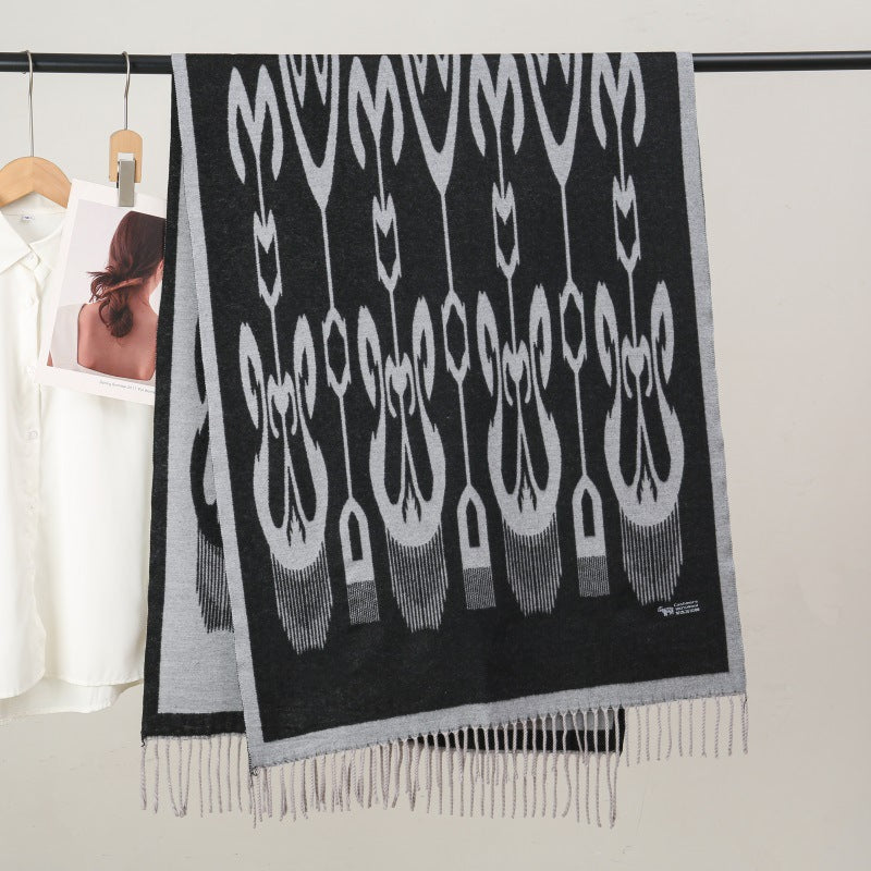 Winter thick anti cold imitation cashmere Adelais element shawl scarf