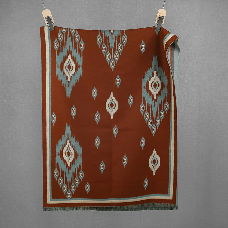 Atlas-Print Faux-Cashmere Shawl