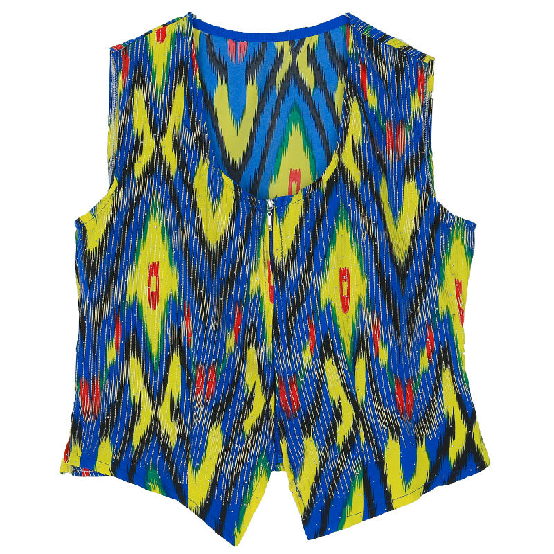 Summer Atlas-Patterned Slim-Fit Vest