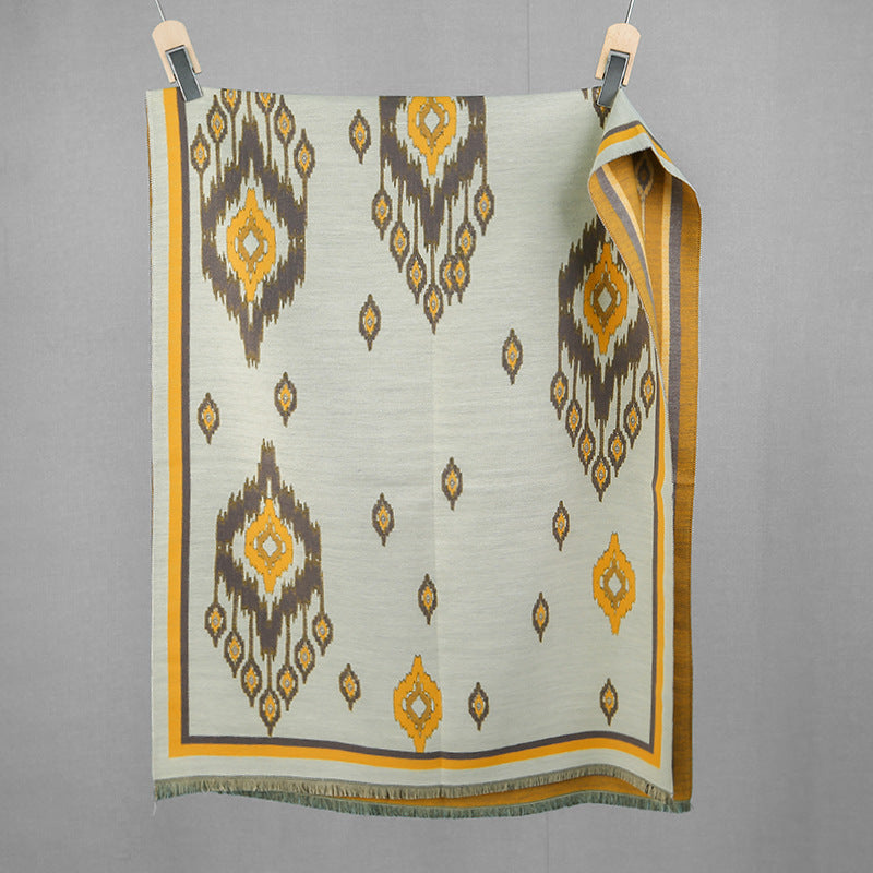 Atlas-Print Faux-Cashmere Shawl