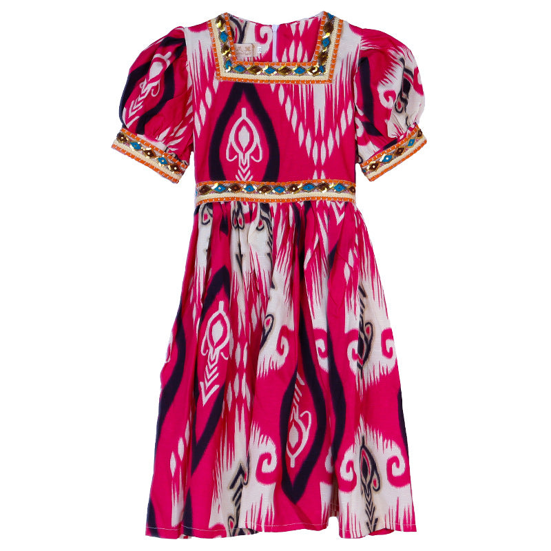 Children's linen slub fabric Adras dress