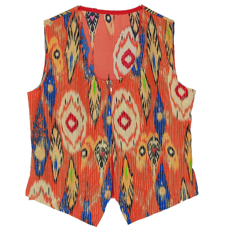 Summer Atlas-Patterned Slim-Fit Vest