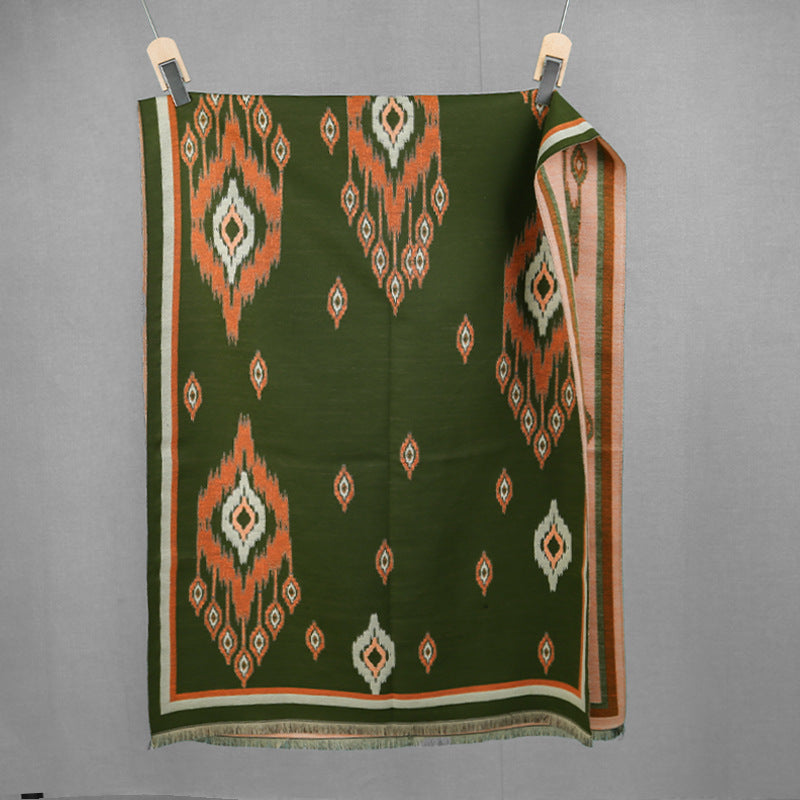 Atlas-Print Faux-Cashmere Shawl