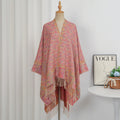 Faux Core-Spun Yarn Shawl with Atlas-Style Elements and Tassels