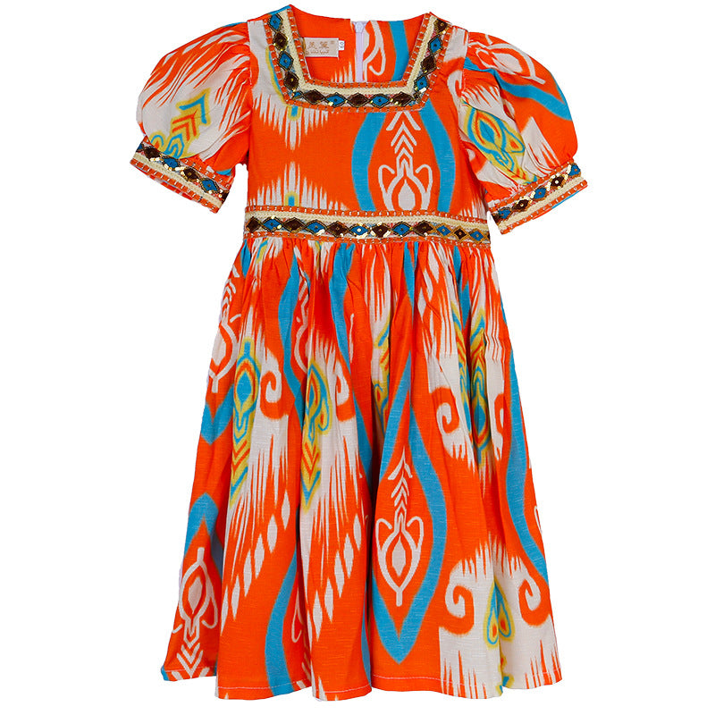 Children's linen slub fabric Adras dress