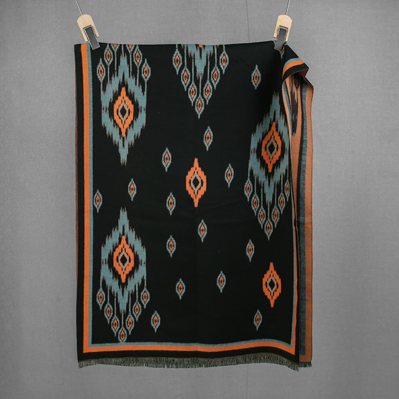 Atlas-Print Faux-Cashmere Shawl
