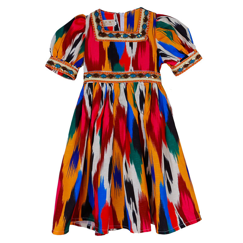 Children's linen slub fabric Adras dress
