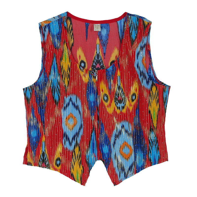 Summer Atlas-Patterned Slim-Fit Vest
